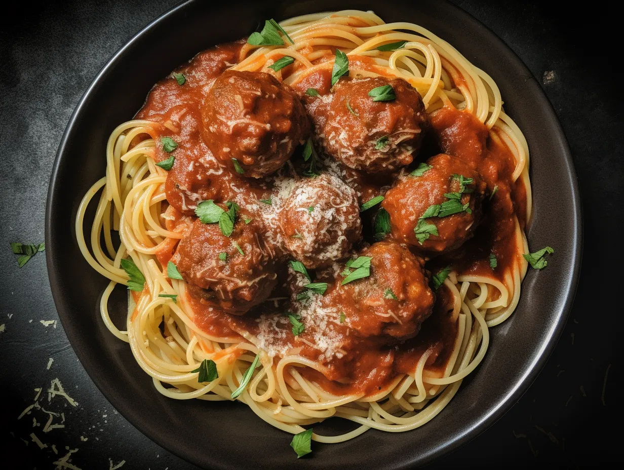 Plate of Spaghetti and Meatballs with Rich Tomato Sauce